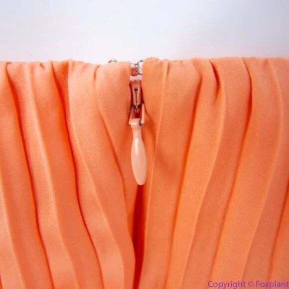 NEW EXPRESS metallic cutout pleated‎ maxi dress in coral , women's size L - Picture 10 of 16